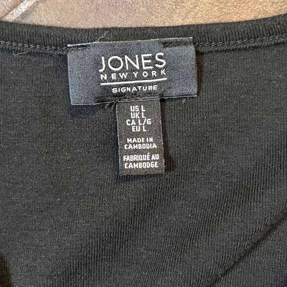 Jones New York 3/4 Sleeves Embellishment At Shoulder Black Shirt - Picture 10 of 13